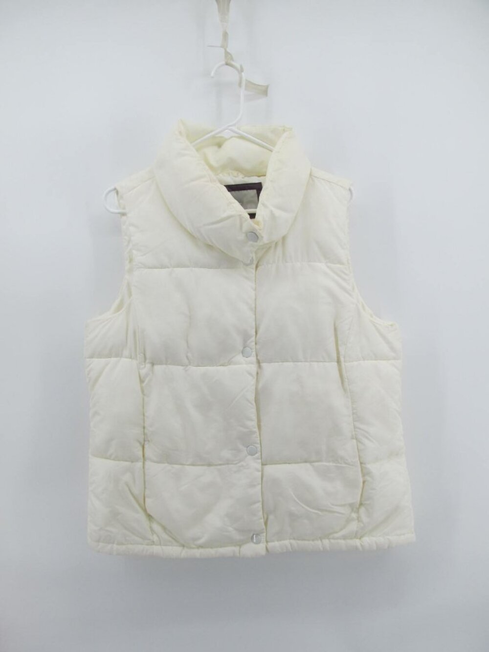 Women's Old Navy Puffer Vest zip & Button Closure Ivory Pockets size XL